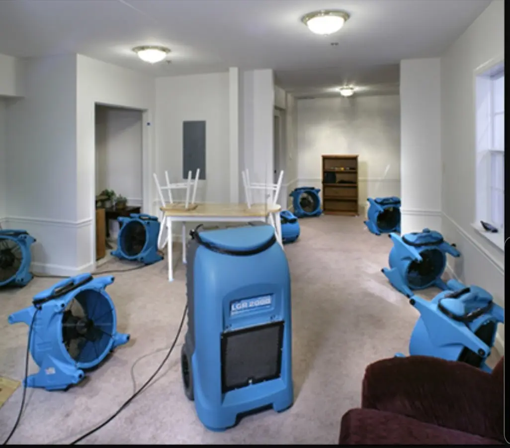 Air movers and dehumidifier setup for Water Extraction & Removal in Alamosa
